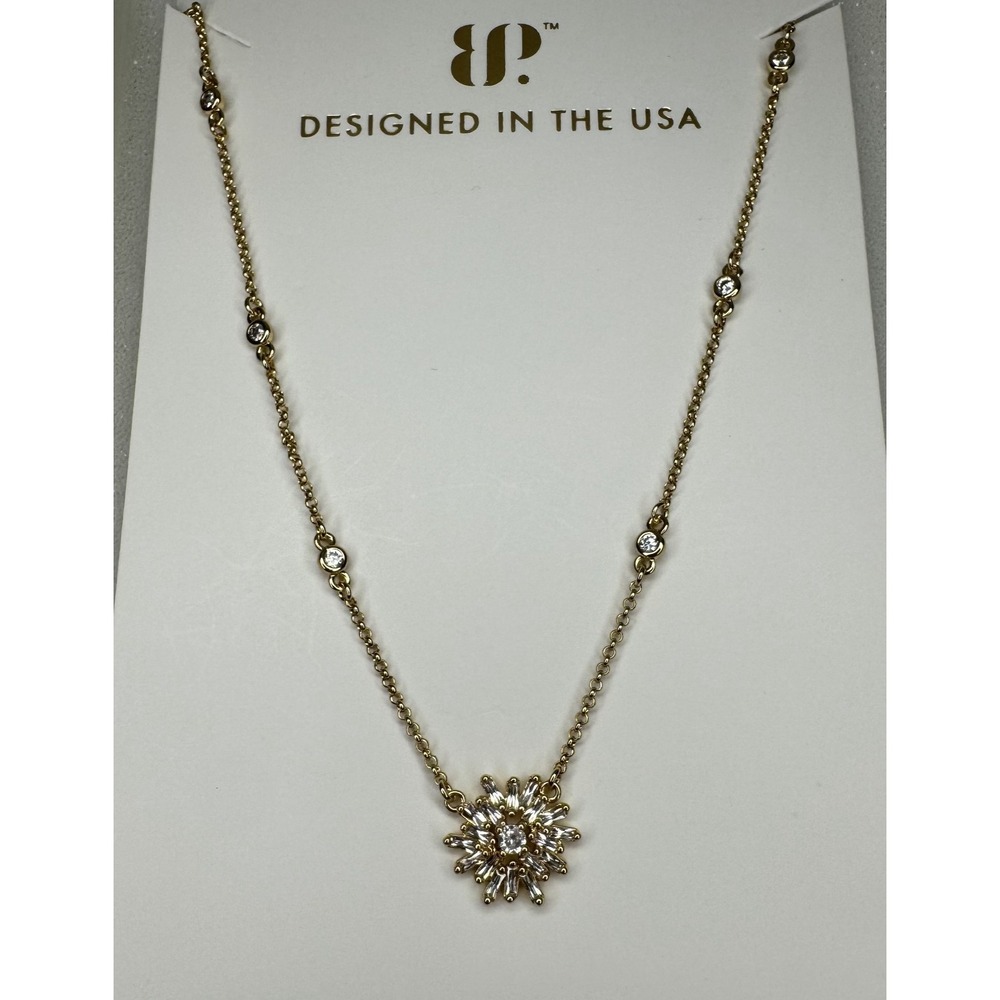 Bomb Party Lumina Necklace NK22178 Luxe Liaison Gold Plated CZ Sunburst